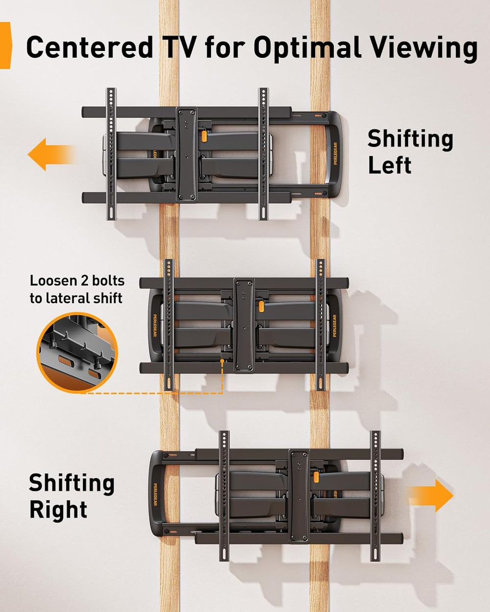 Perlegear Full Motion Sliding TV Wall Mount for 42-95 inch TVs up to 150 lbs ...