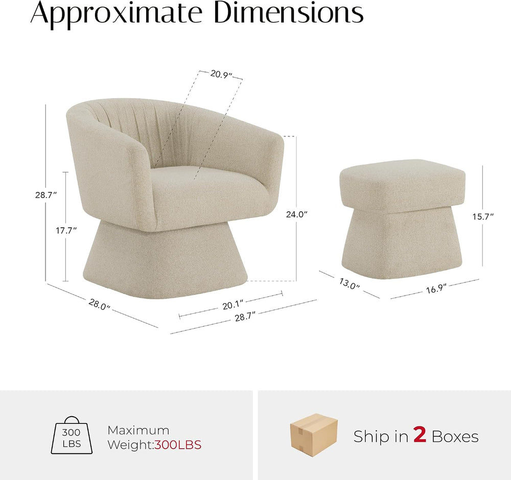 Zerel's HOME Swivel Accent Chair with Ottoman, Upholstered Barrel Accent ...
