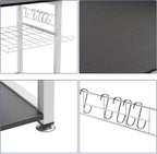 sogesfurniture 3-Tier Kitchen Baker's Rack Utility Shelf Microwave Stand with Storage and Drawer Storage Cart Workstation Shelf,Black BHUS-W5S-BK