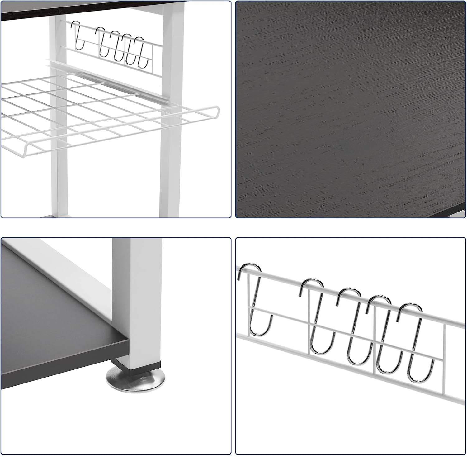 sogesfurniture 3-Tier Kitchen Baker's Rack Utility Shelf Microwave Stand with Storage and Drawer Storage Cart Workstation Shelf,Black BHUS-W5S-BK