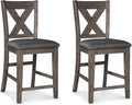Signature Design by Ashley Caitbrook Rustic 24.63" Counter Height Upholstered Barstool, Set of 2, Gray