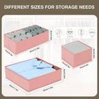 DIMJ Drawer Organizer for Clothing, 15 Pack Fabric Drawer Organizer Bins, Foldable Sock Organizer for Drawer, Dresser Organizer for Clothes, Socks, Bra, Tie (Pink)