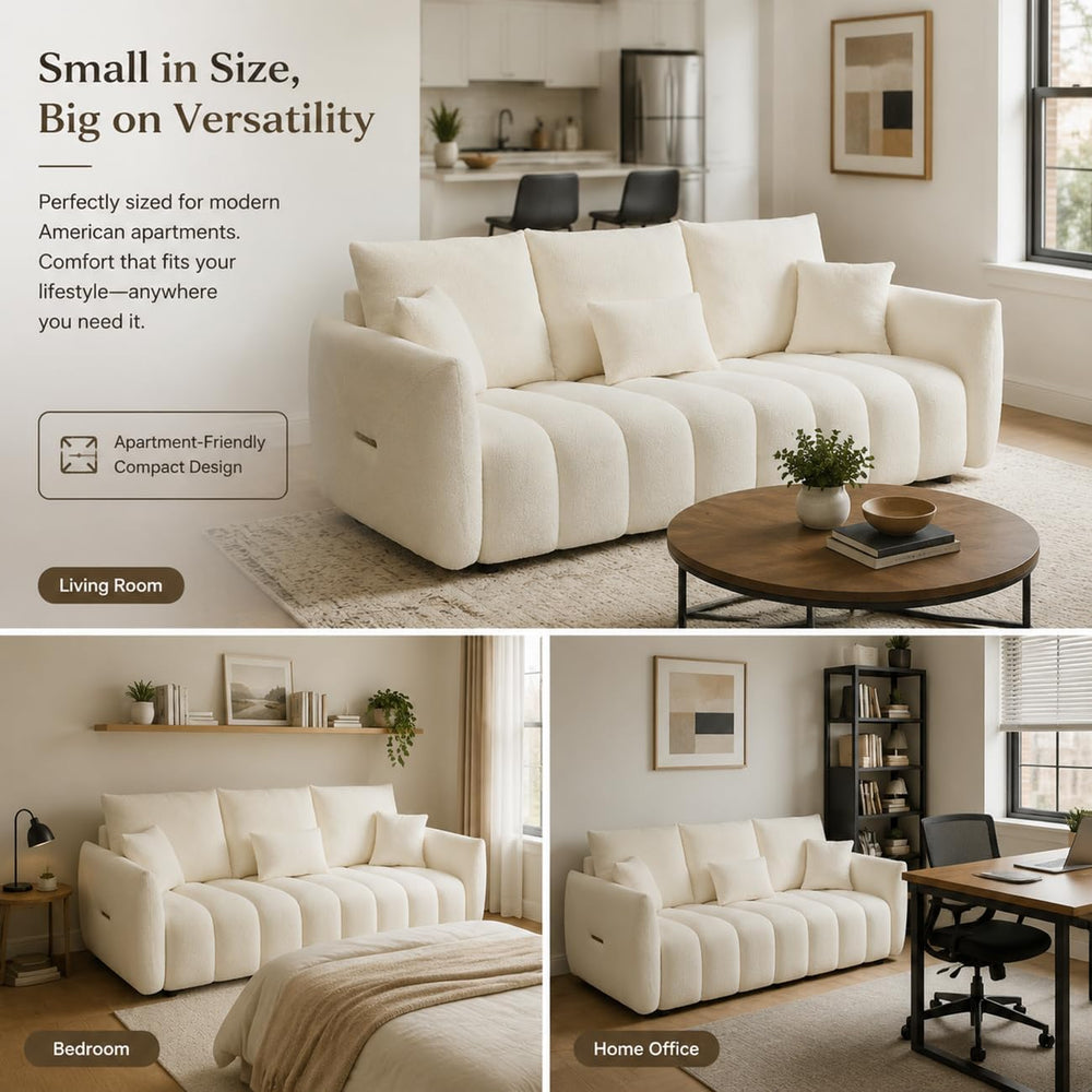 79.5" Boucle Sofas for Living Room, 3-Seater Couch for Apartment, Beige