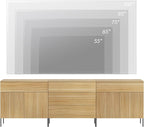 WAMPAT Fluted TV Stand for TVs up to 100", 3 in 1 Modern Entertainment Center with Storage Cabinets and 5 Drawers & 4 Doors, Wood Media TV Console Table with Storage for Living Room, Oak