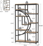 Tribesigns Industrial Bookshelf Bookcase with 9 Open Shelf (Light Oak) | 5-Tier Freestanding Tall Bookshelves, Etagere Display Shelf Storage Organizer, Perfect for Living Room, Bedroom