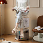 2 Tier Rotating Bookshelf Spinning Bookshelf Tower Swivel Bookcase Round Book Shelf for Small Space Revolving Bookcase for Playroom Bedroom Living Room