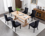 KCC Velvet Dining Chairs Set of 4, Upholstered High-end Tufted Dining Room Chair with Nailhead Back Ring Pull Trim Solid Wood Legs, Nikki Collection Modern Style for Kitchen, Black