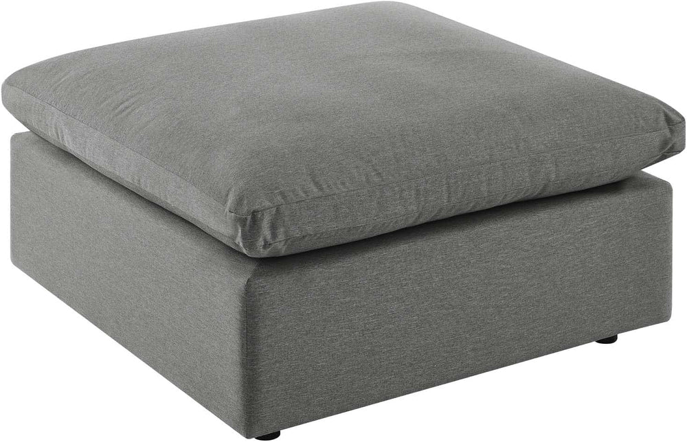 Modway Commix Outdoor Patio Overstuffed Sectional Sofa Ottoman in Charcoal
