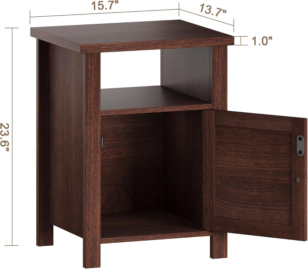 ChooChoo Farmhouse Nightstands Set of 2, Rustic Vintage End Side Table with S...