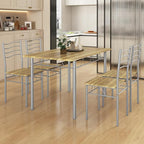 Giantex 47-inches Dining Table Set for 4, Rectangular Kitchen Table with 4 Dining Chairs, Metal Frame, 5-Piece Space-Saving Dinette Set for Small Space, Dinner, Breakfast Nook, Apartment, Natural