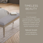 Maven Lane Elizabeth Traditional Wooden Upholstered Bench, Padded Seat for Kitchen Dining Room Table or Entryway in Antiqued Grey Finish