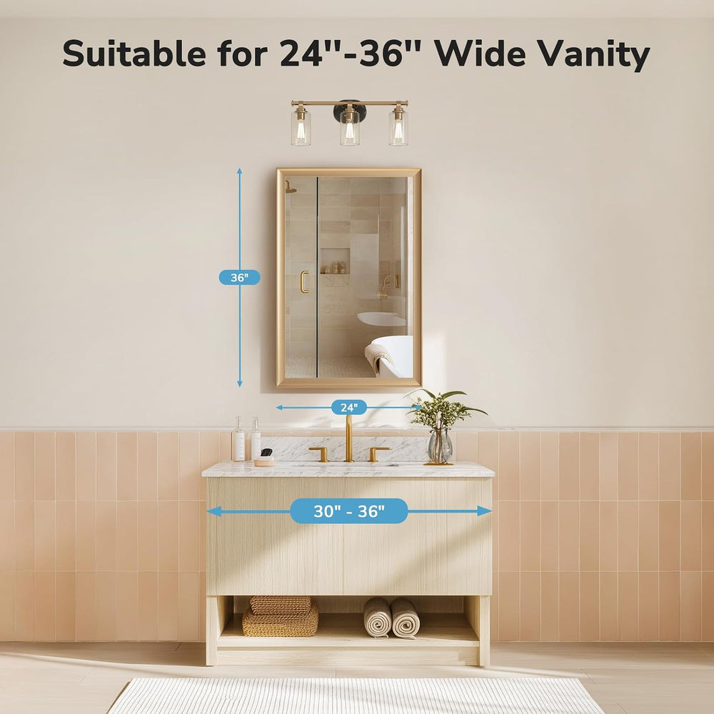 Gold Bathroom Mirror 24x36 Inch, Rectangle Vanity Mirror