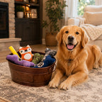 BREKX Copper Metal Pet Storage & Dog Toy Bin w/ Handles, Indestructible | Dog Toy Box • Galvanized Steel • Organizes Toys, Blankets & Leashes • Farmhouse Style