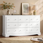WLIVE 63" Dresser for Bedroom, Modern 9 Drawer Dresser with Exclusive Anti-Tip Structure, Large Wooden Chest of Drawers with Metal Handles for Living Room, Hallway, Closet, Home Furniture, White
