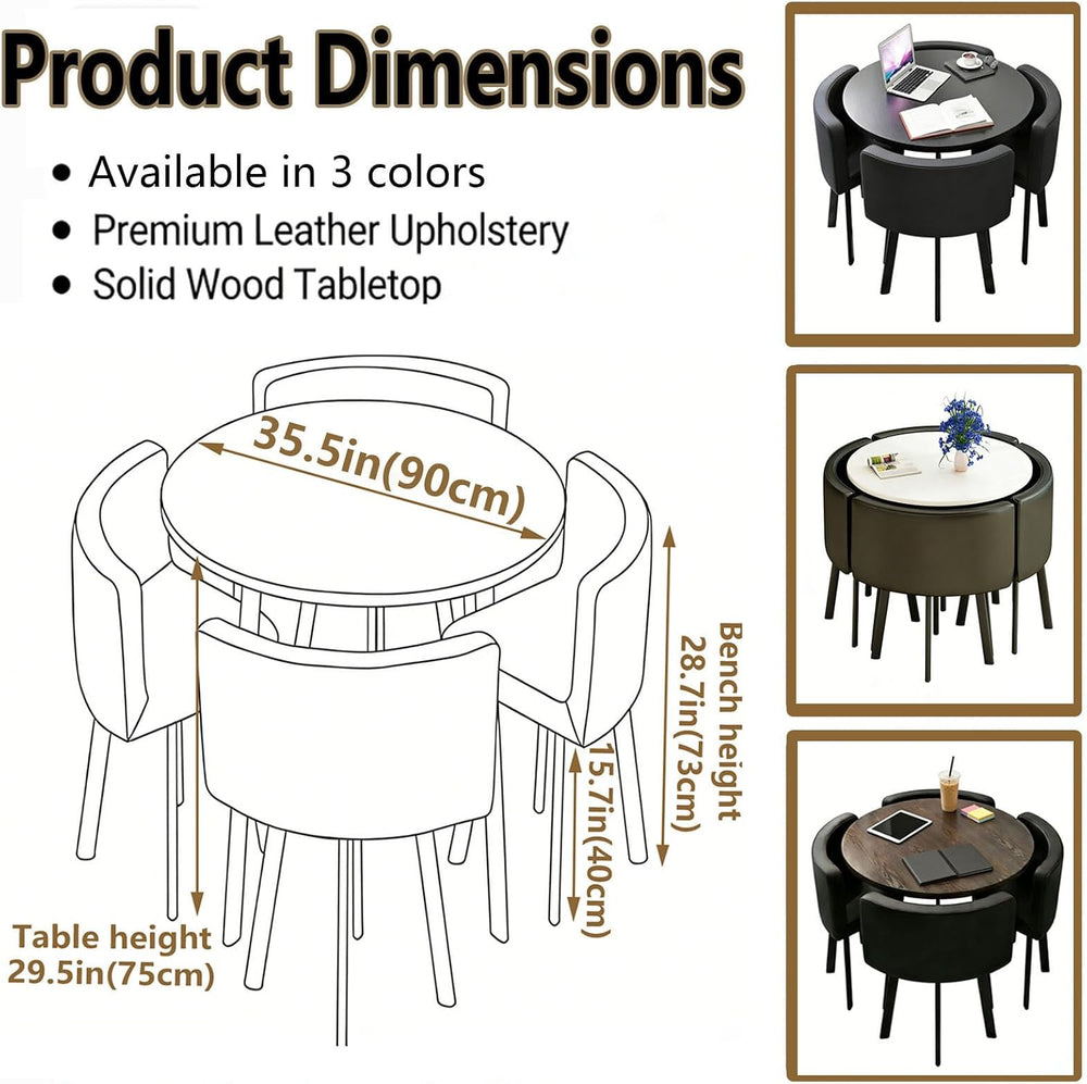 Round Dining Table Set for 4, Office Modern Restauran Office Conference Table...