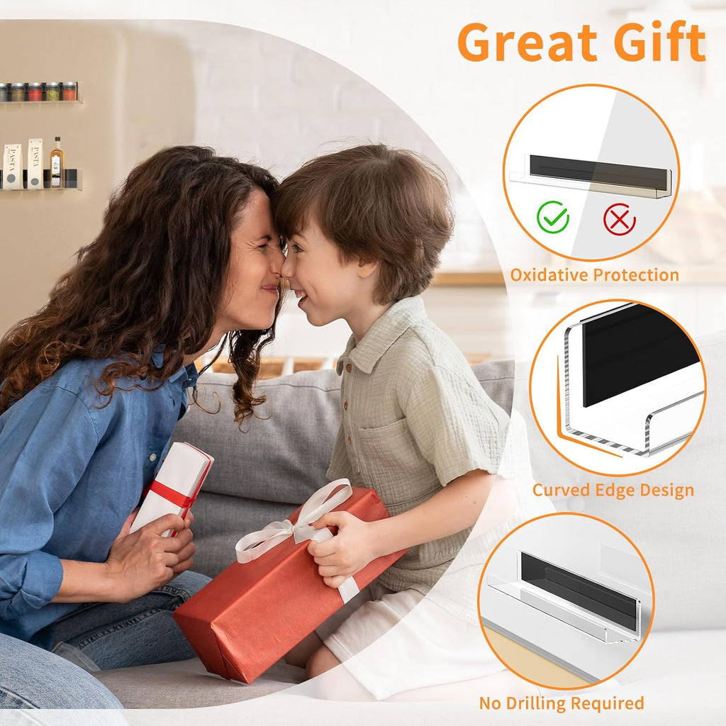 Magnetic Book Shelf for Whiteboard, Reusable Acrylic Book Display Shelf with Strong Adsorption Capacity, Magnetic Book Holder for Classroom Refrigerator Office Teacher Kids, Clear