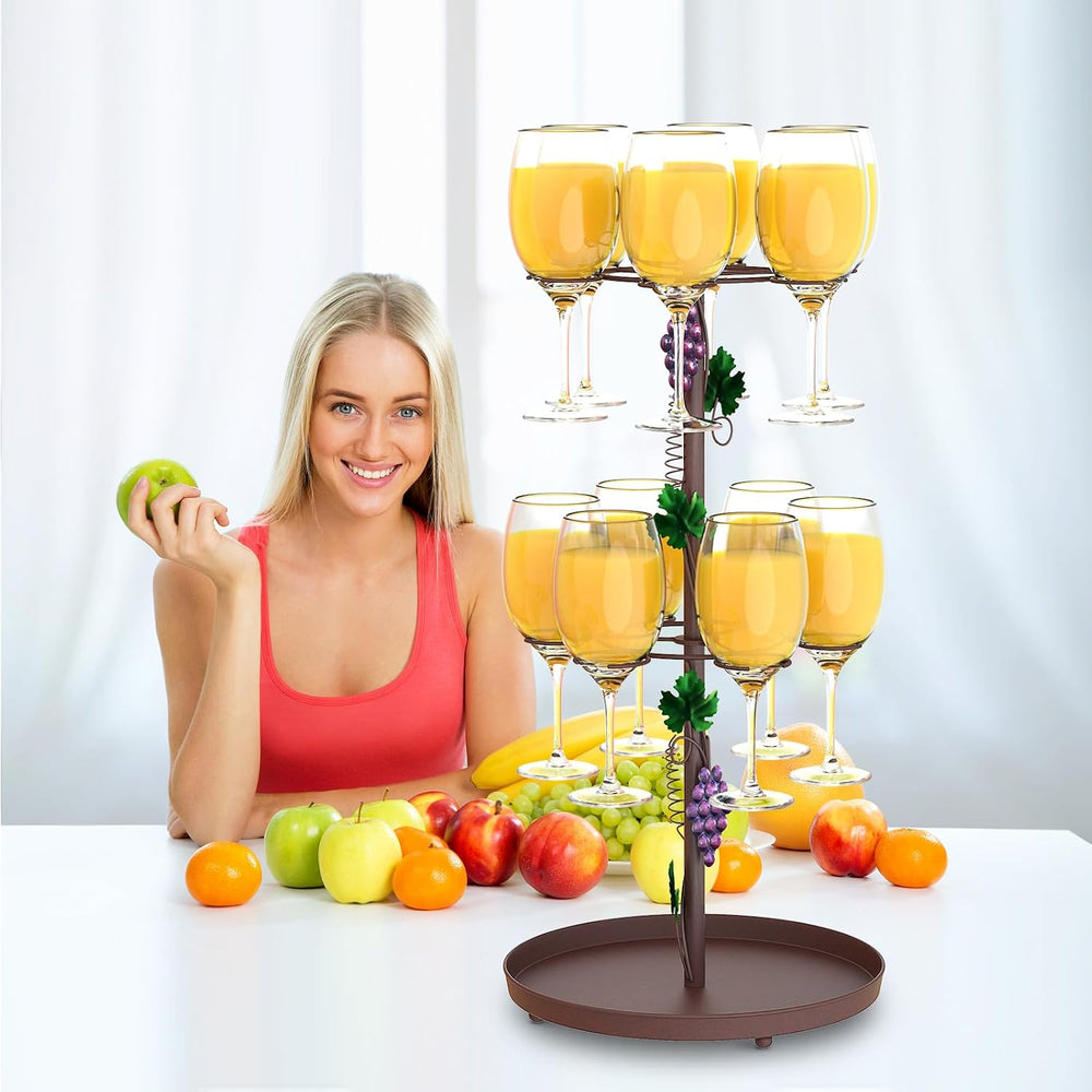 Tabletop Metal Wine Glass Drying Rack with 12 Hooks Countertop Cup Holder | C...