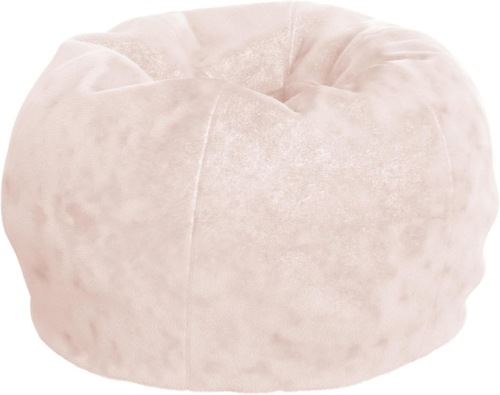 EMMA + OLIVER Daisy Small Blush Furry Bean Bag Chair for Kids and Teens