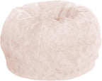 EMMA + OLIVER Daisy Small Blush Furry Bean Bag Chair for Kids and Teens