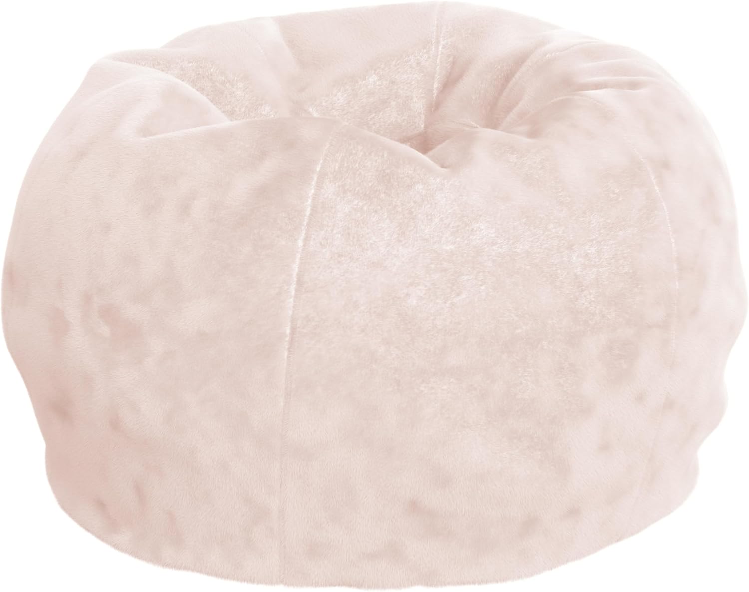 EMMA + OLIVER Daisy Small Blush Furry Bean Bag Chair for Kids and Teens
