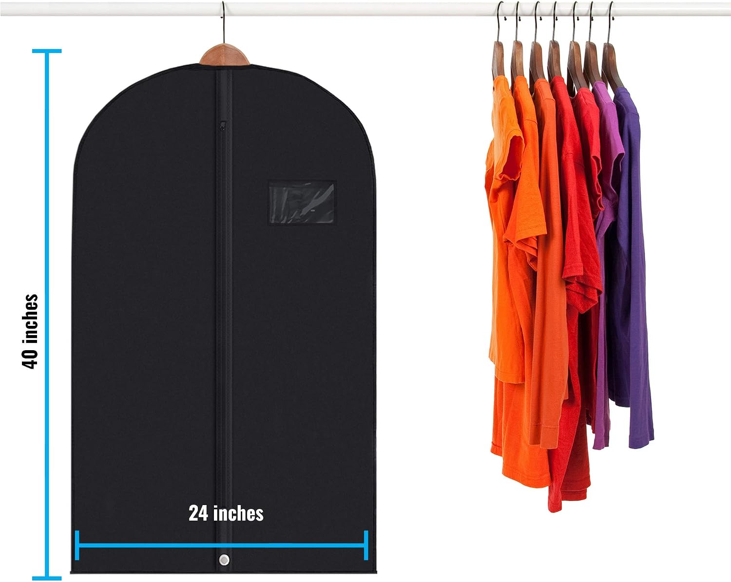 Plixio 40" Black Garment Bags Suit Bag for Travel & Clothing Storage of Dresses, Shirts, Fur Coats, Jackets & Dance Costumes - Hanging Suit Cover for Men & Women Closet Storage Garment Protector