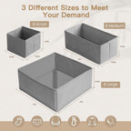 Criusia Drawer Organizer Clothes, 24 Pack Dresser Organizer for Baby Clothes, Underwear, Sock- Foldable Closet Organization and Storage Dividers Bins for Nursery, Bedroom and Dorm (Grey)