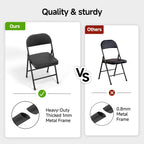 10 Pack Leather Padded Folding Chair, Metal Frame with Pu Leather Seat & Back, 650 LB Capacity Pu Leather Folding Chair with Comfortable Cushion for Events Home Office Black