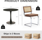 3-Piece 23.6" Round Dining Table Set for 2 with Upholstered Chairs – Space-Saving Modern Small Kitchen Cafe Bistro Set(Coffee Linen Chair)