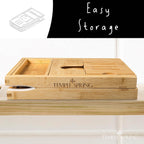 Temple Spring Foldable Bathtub Tray, Unique Design Selfcare Bathroom Caddy, Bamboo Spa Bathroom Tray, Wooden Bathtub Accessories, Wedding Gift/Birthday Gift/New Home Bath Table