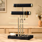 3 Tier Bracelet Holder Display - Detachable T Bar Black Velvet Bracelet Holder, Jewelry Holder Organizer for Bracelet, Necklace, Earrings, Rings