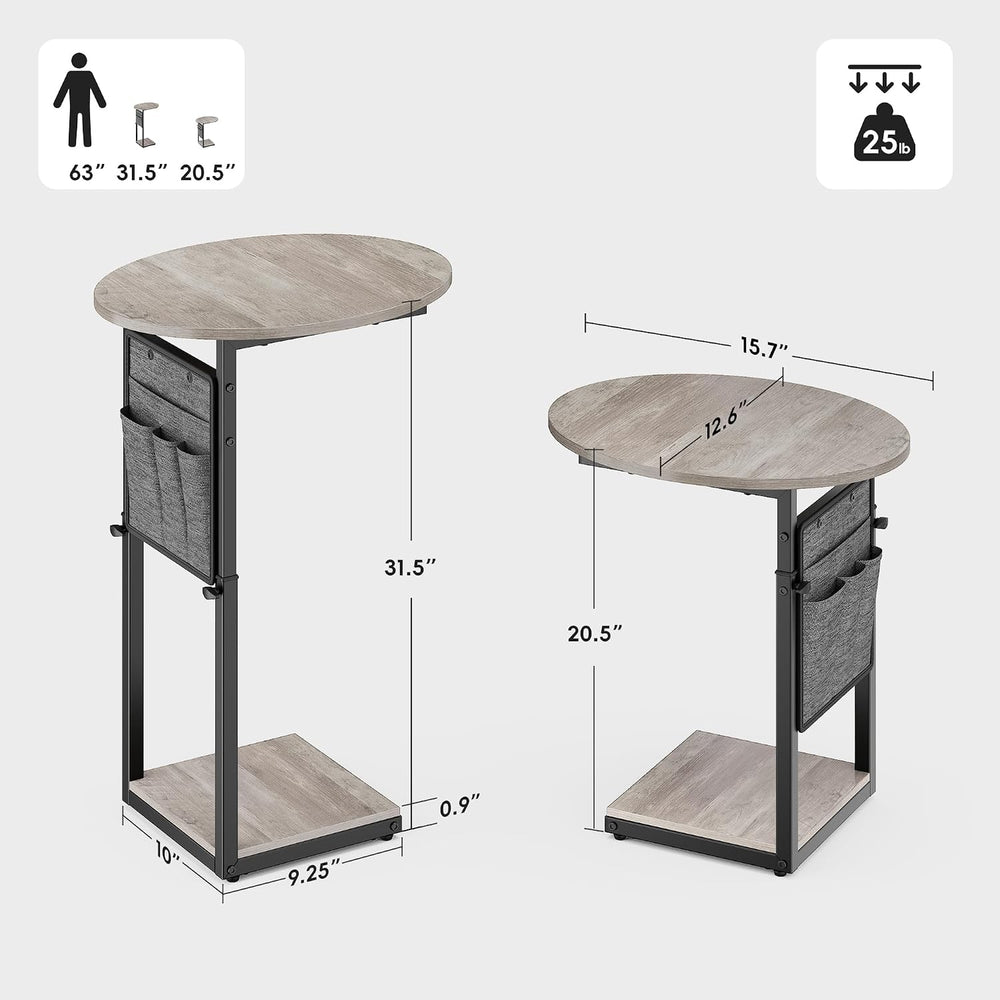 Vagusicc C Shaped End Table, Adjustable Height Small Side Table for Couch and...