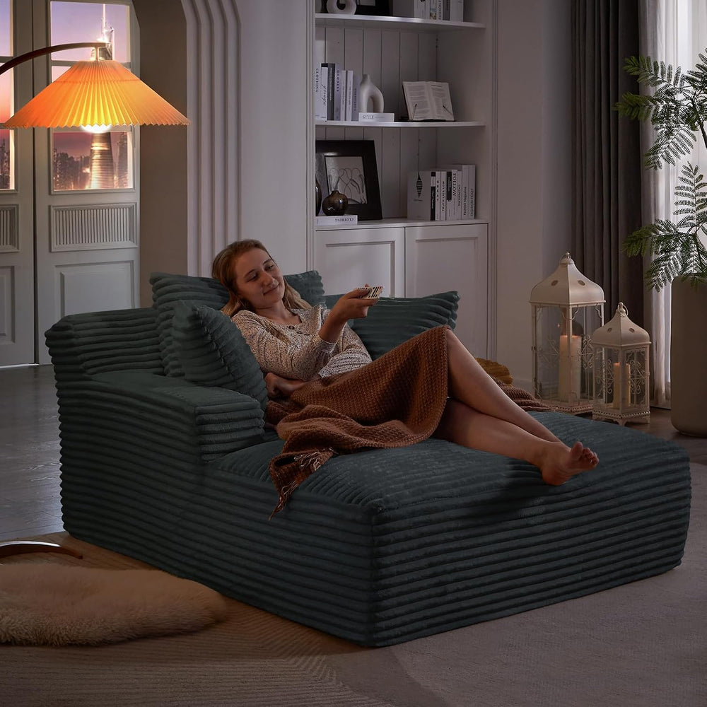 Antetek Oversized Chaise Lounge Chair Indoor, Modern 50-inch Upholstered Cord...
