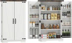 HOMCOM 41" Kitchen Pantry Cabinet Farmhouse Storage Cabinet Doors White | Freestanding, 2 Adjustable Shelves, 8 Door Shelves