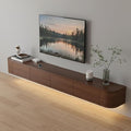 Pre-Assembled Floating TV Stand with Drawers, Rubberwood Wall Mounted TV Console, Modern Media Console for Living Room, Space-Saving Floating TV Cabinet (Brown (with Led), 63in/160cm)