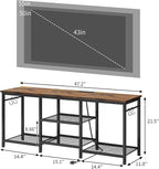 YGEOMER TV Stand Entertainment Center for 55 Inch TVs, with Charging Station and Lights Open Storage Shelves, TV Media Console, Open Storage Shelf with Sound Rack for Living Room, Rustic Brown