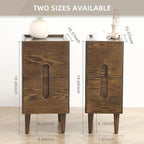 Solid Wood Bedside Table Nightstands, Slim Narrow Oak Real Wooden Mid-Century Modern End Table with Drawers Luxury Side Table Durable Cabinet Organizer Furniture, Walnut Color 9.84in Wide