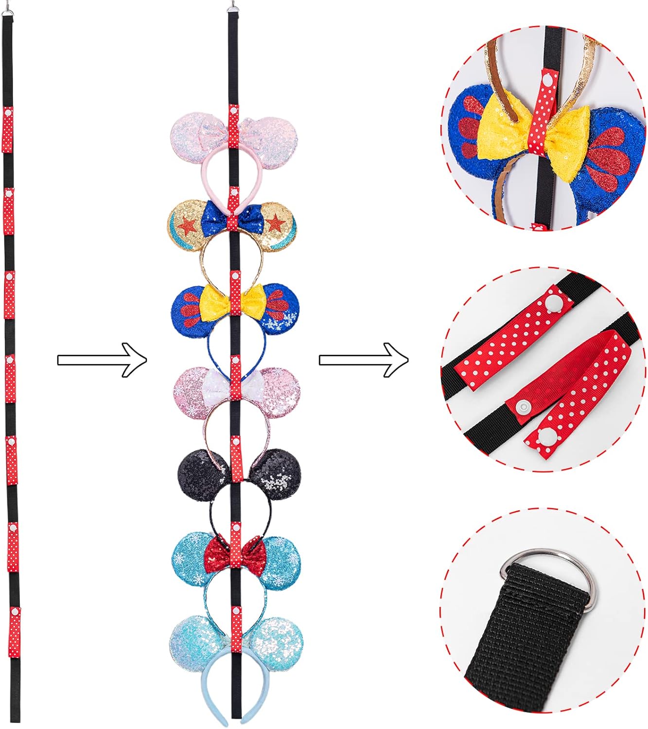 3 Pcs Mouse Ears Headband Holder Hanging Headband Organizer Bow Headpiece Hair Accessories Vertical Headband Holder Wall Display Decor