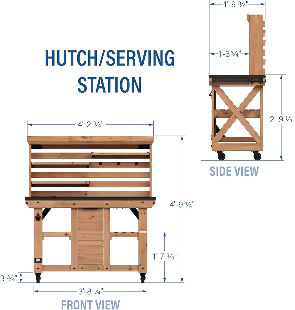 Backyard Discovery 48" Cedar Wood Buffet Hutch Serving Station with Galv...