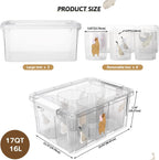 loobuu 17QT Plastic Storage Bins with Lids - 1 Pack Art Craft Supply Organizer Box with Brush Pot for Kids, Stackable Clear Pen Container for Toy/Sewing/Comestic/Tool/Playdoh (1 Pack)