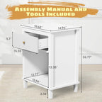 Kids' Nightstands with One Drawer, Toddler Night Stand for Bedroom Living Room, Nightstand for Kids Room Functional Girl End Table Storage Night Stand for Girls Bedroom, Easy Assembly(White)