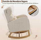 Garvee Rocking Chair, Teddy Fleece Glider Chair with Side Pockets, Nursery Chair with Pillow, Rocking Accent Armchair for Living Room Bedroom Nursing Room, White