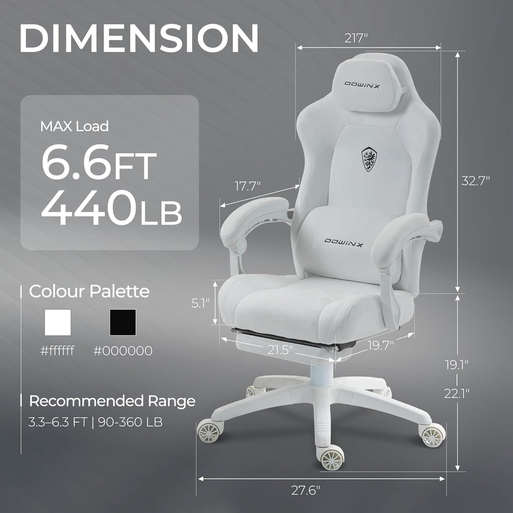 Dowinx Big and Tall Gaming Chair, Suede Fabric Game Chair with Pocket Spring ...
