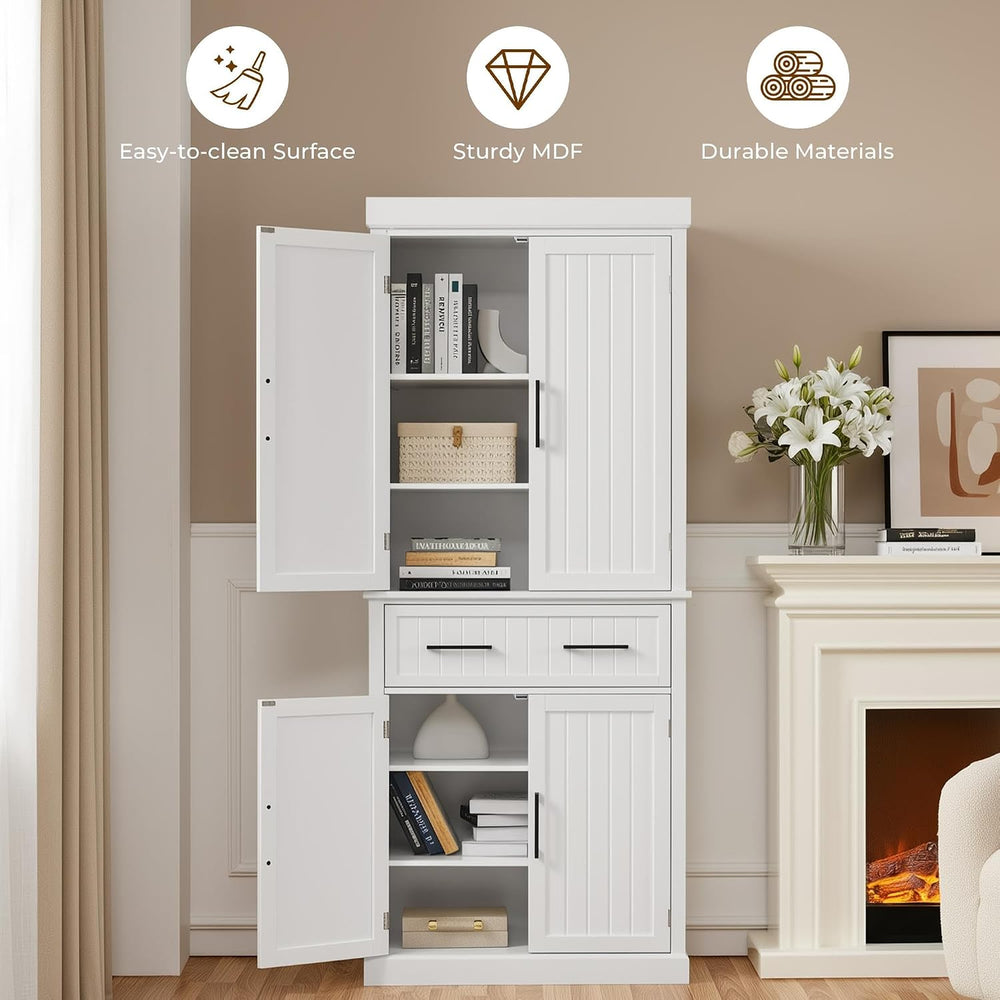 Yaheetech 72.5" H Freestanding 4-Door Kitchen Storage Cabinet,White | St...