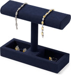 Oirlv Microfiber T-Bar Watch Display Stand Jewelry Display Props Jewelry Organizer Holder for Watch Bracelet Ring Earrings (Blue,Microfiber)