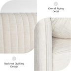 Modern Oversized Accent Reading Chair for Living Room, 43", Chenille, Beige | Piping Single Armchair with Quilting Backrest, Padded Arms, Wood Legs for Bedroom, Office, Reception Area