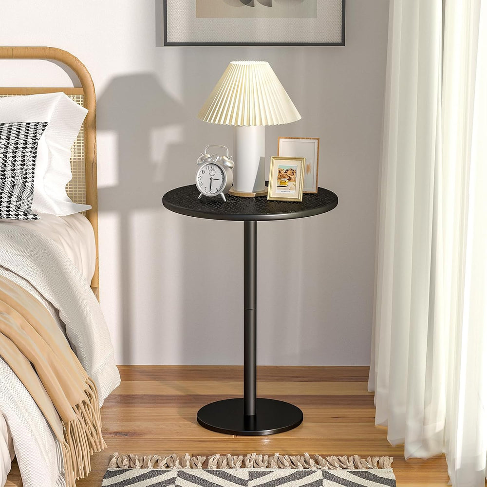 Small Round Side Table, Pedestal Accent End Table with Marble Base for Living...