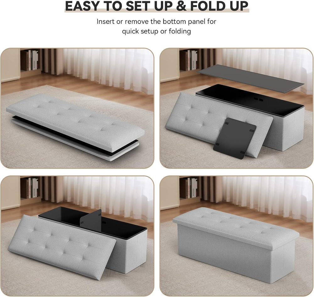 Storage Ottoman Bench, 43 Inch Ottoman Foot Rest, End of Bed Bench, Storage C...