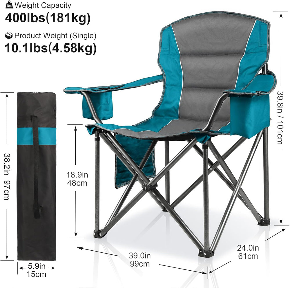 Oversized Padded Camping Chairs for Adults,Heavy Duty Support 400 Lbs,Folding...