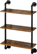 YMYNY Industrial Pipe Shelf Bracket, 3 Tiers Retro Wall Mounted Floating Shelf, Wood DIY Bookshelf, Storage Shelves for Living Room, Bedroom, Office, 24" Farmhouse Bathroom Shelving, UHRF-TM003