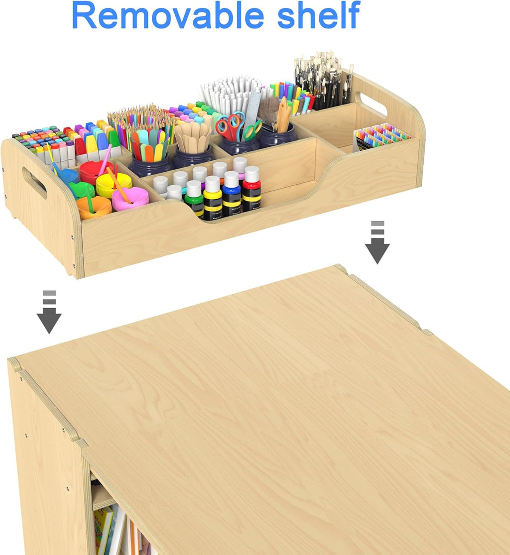 GDLF Kids Art Table and Chairs Set, Craft Desk with Large Storage and Portable Art Supply Organizer for Children Ages 8-12, 47" L x 30" W